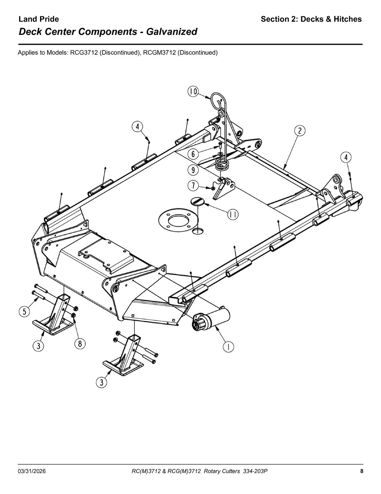 LAND PRIDE RC3712 RCM3712 Rotary Cutters Parts Manual 2026 - WIRE BOUND - COVERS