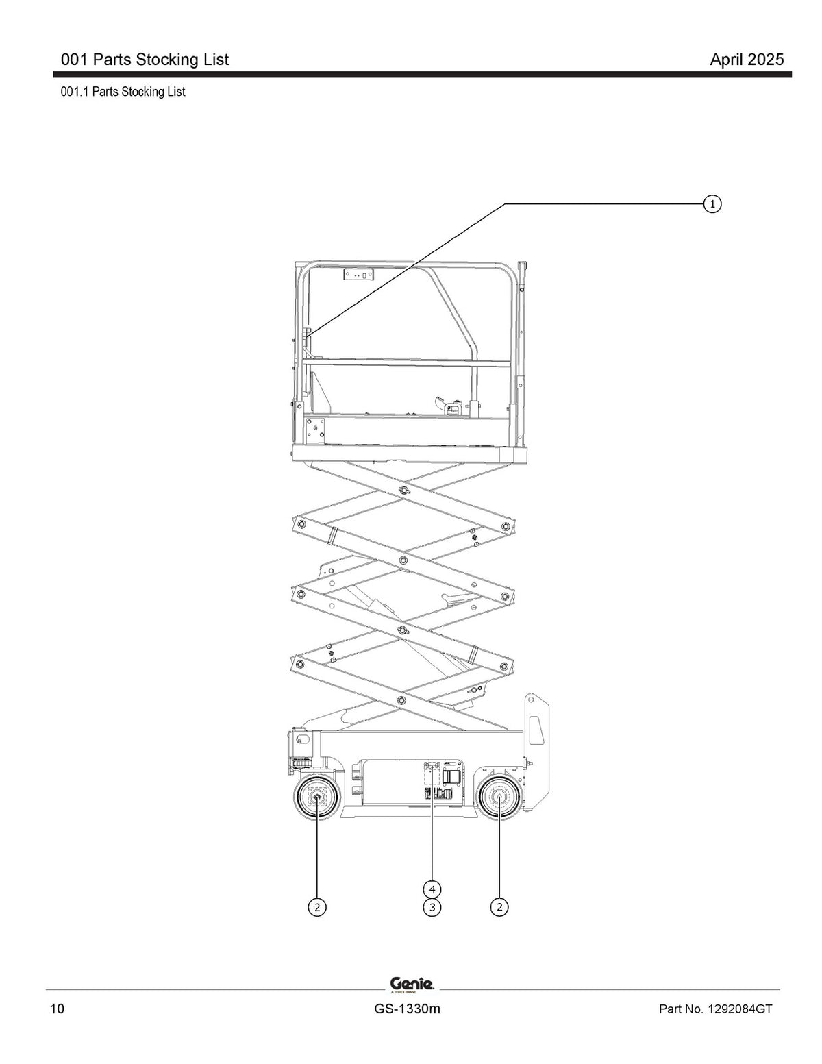 GENIE GS-1330m Scissor Lift Parts Manual SN GS30MD-101 Up 2025 - WIRE BOUND