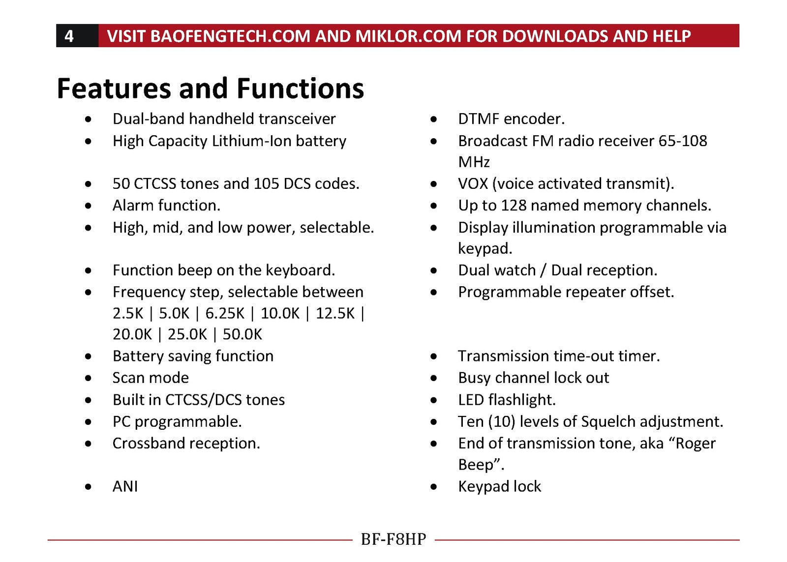 BAOFENG BF-F8HP Radio User Manual 2014 - BOUND - COVERS - XL FOLDOUT PAGES