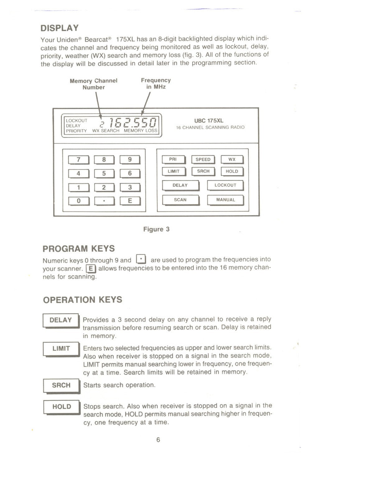 UNIDEN UBC175XL Scanner User Manual - STEEL WIRE BOUND - PROTECTIVE COVERS