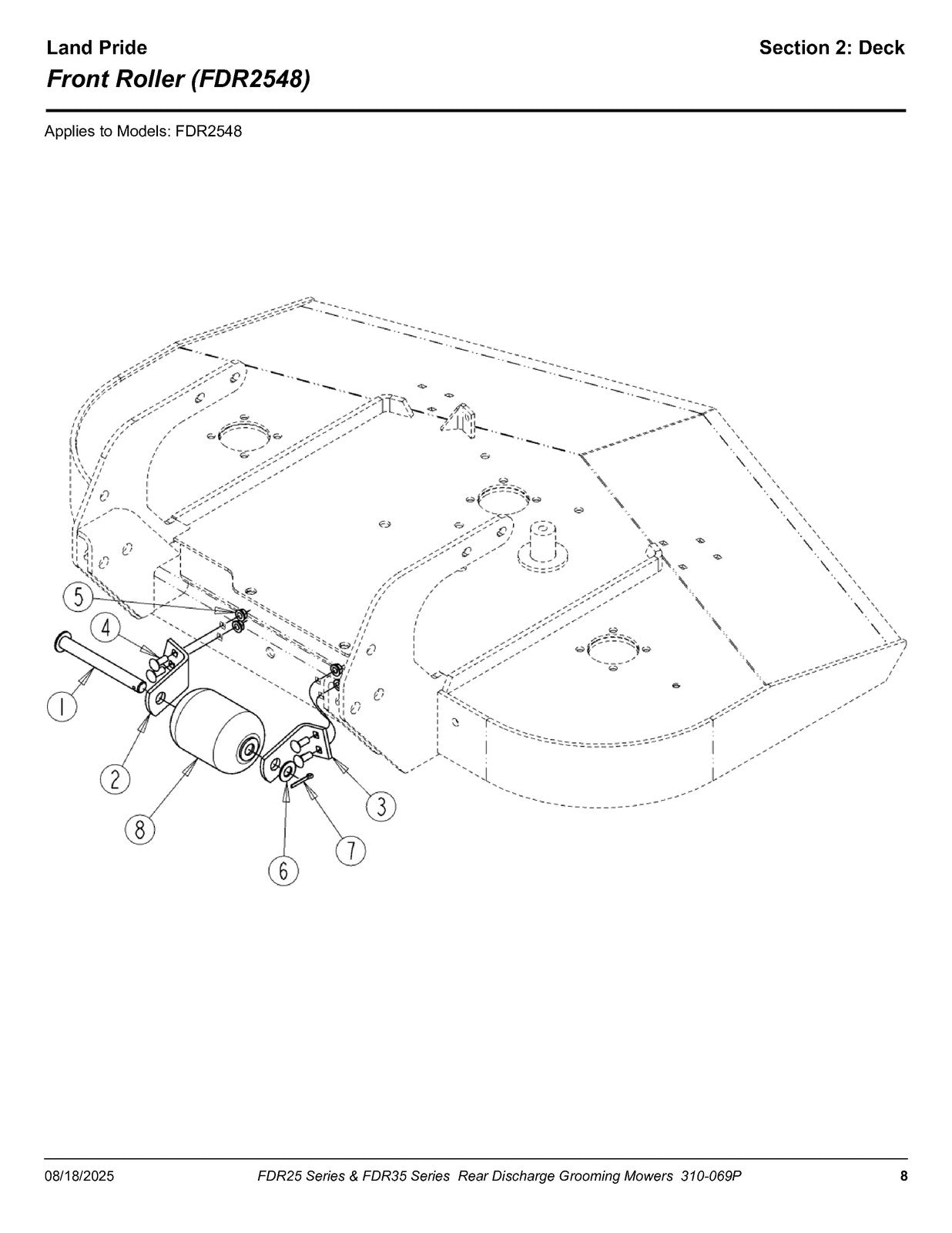 LAND PRIDE FDR25 FDR35 Series Grooming Mowers Parts Manual 2025 - WIRE BOUND