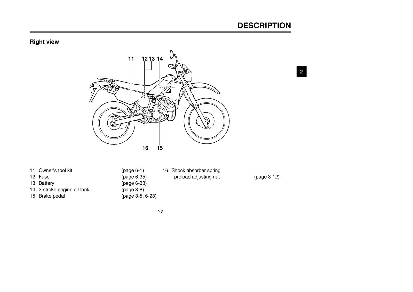YAMAHA DT125R Owners Manual 2001 - STEEL WIRE BOUND - PROTECTIVE COVERS