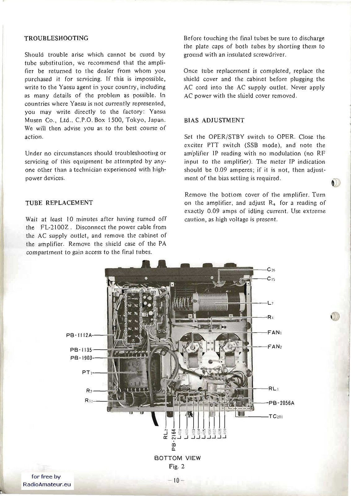 YAESU FL-2100Z HF Linear Amplifier User Manual - STEEL WIRE BOUND - TOUGH COVERS