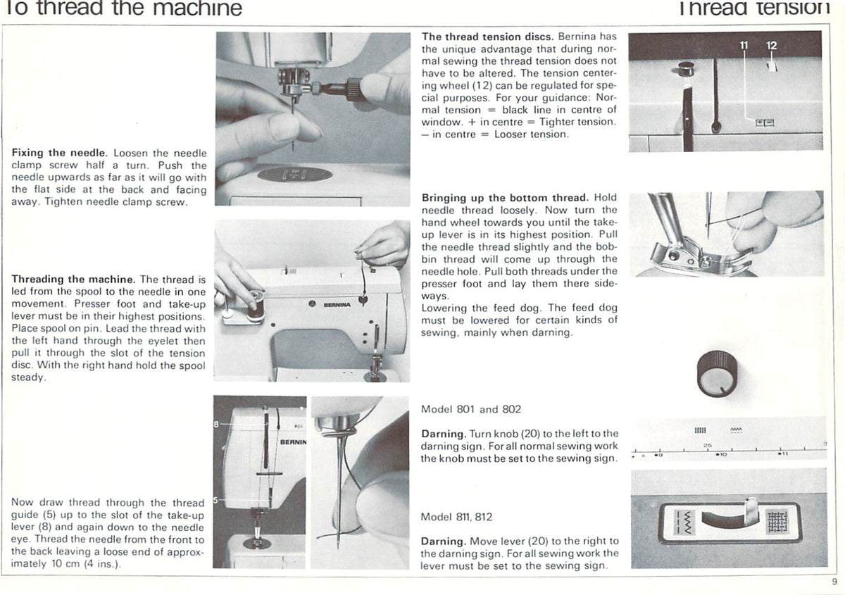 BERNINA 801 802 811 812 Nova 900 Operators & Service Manual BUNDLE - WIRE BOUND