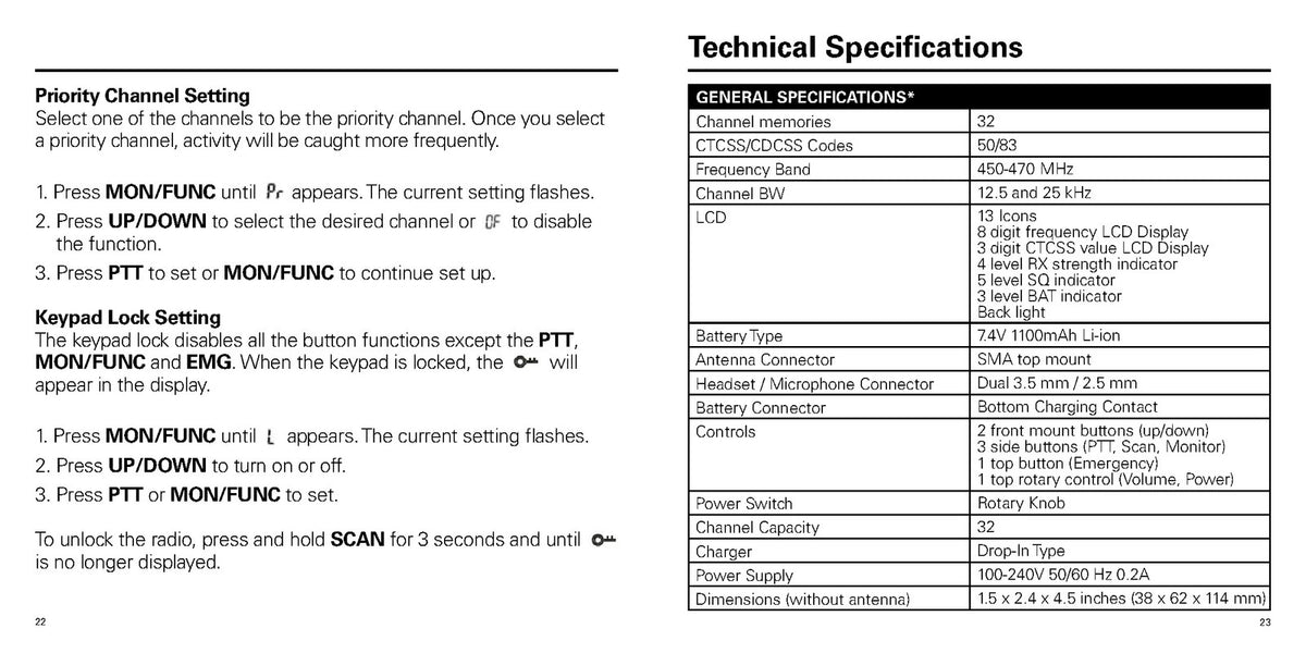 OLYMPIA P324 UHF FM 2-Way Radio User Guide Manual - WIRE BOUND - TOUGH COVERS