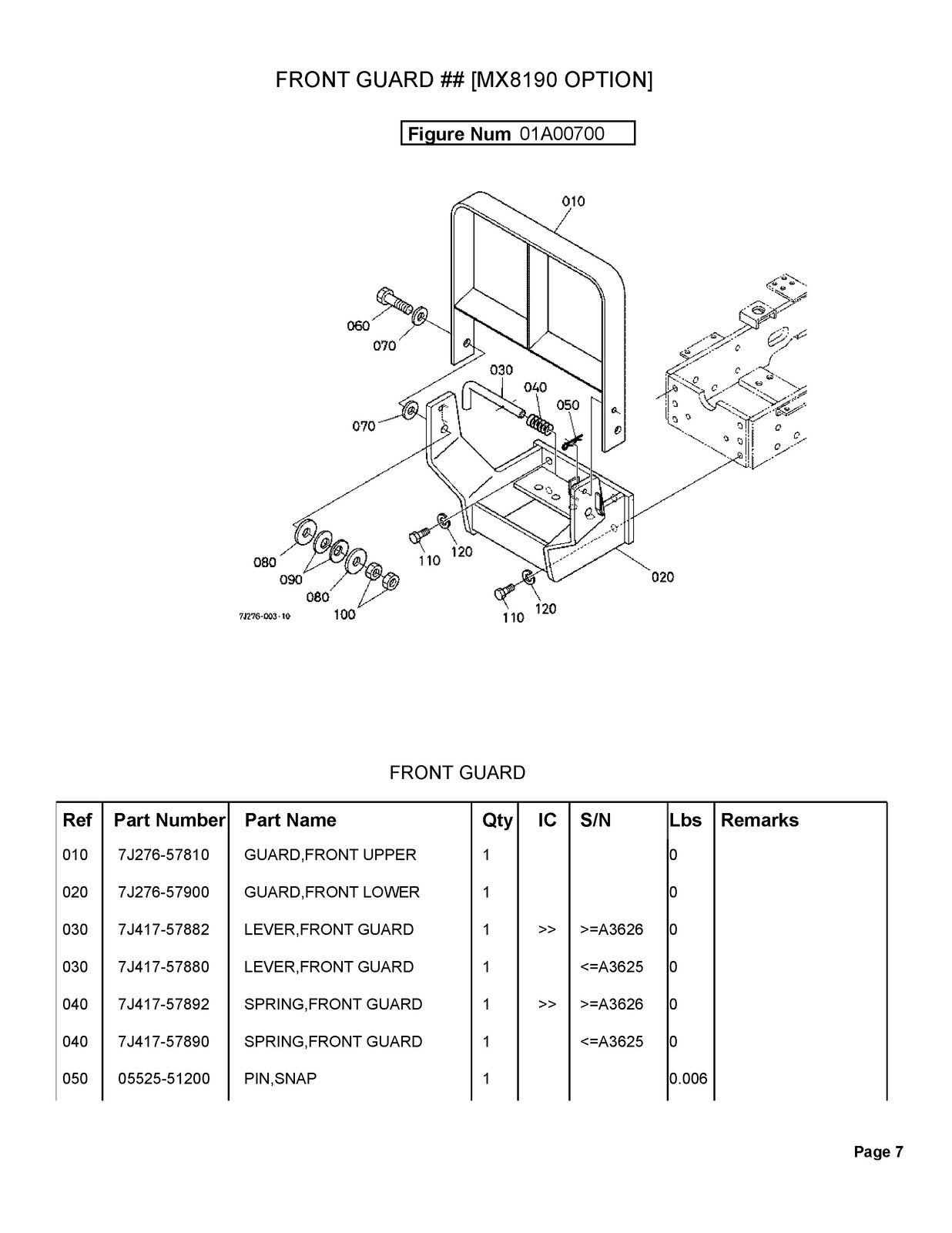 KUBOTA LA844 Loader For MX5100 MX4700 Illustrated Parts List Manual - WIRE BOUND