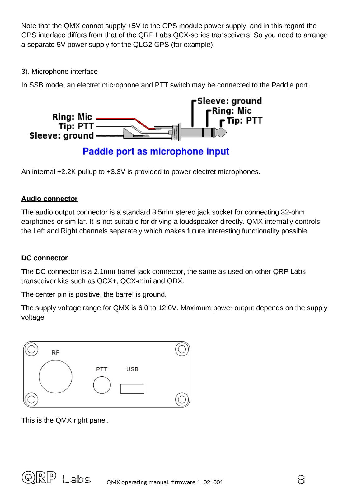QRP LABS QMX QMX Multimode Transceiver Operating Manual - WIRE BOUND - COVERS