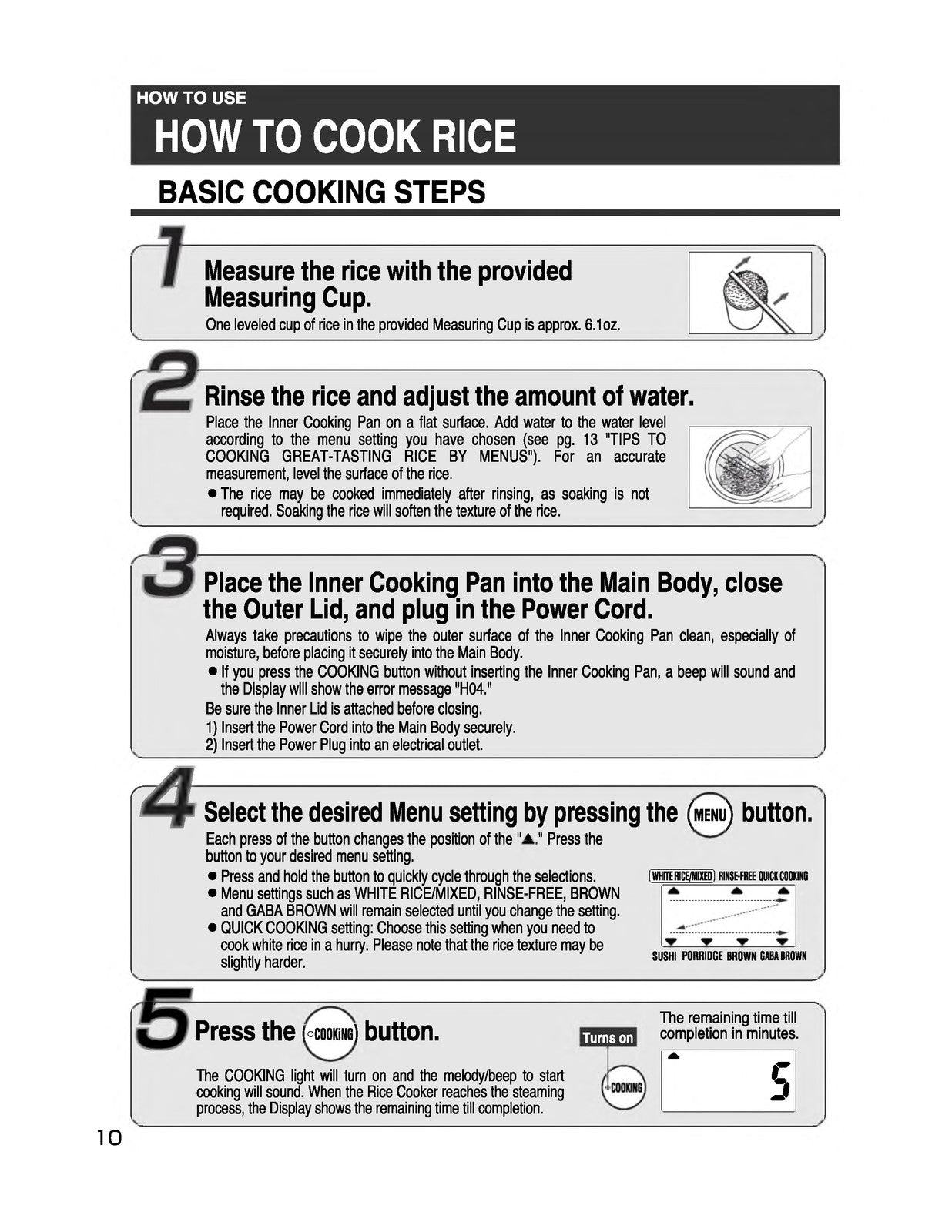 ZOJIRUSHI NP-GBC05 Induction Heating Rice Operating Instructions Manual - BOUND