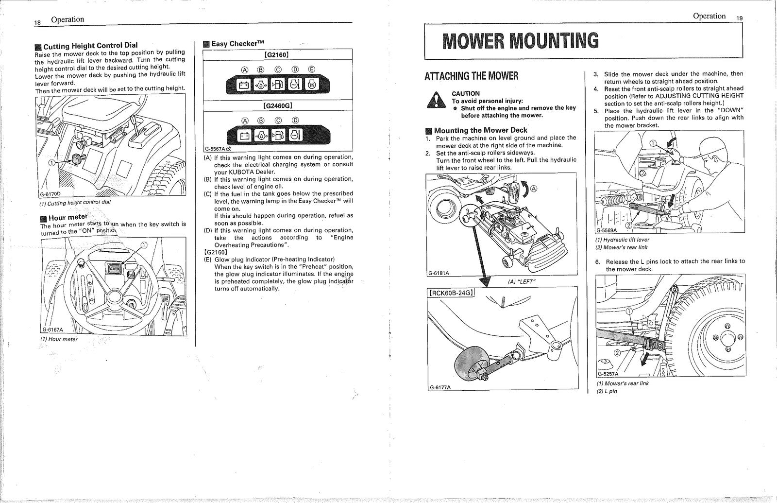 KUBOTA G2160 G2460G Garden Tractor Operators Manual - WIRE BOUND - TOUGH COVERS