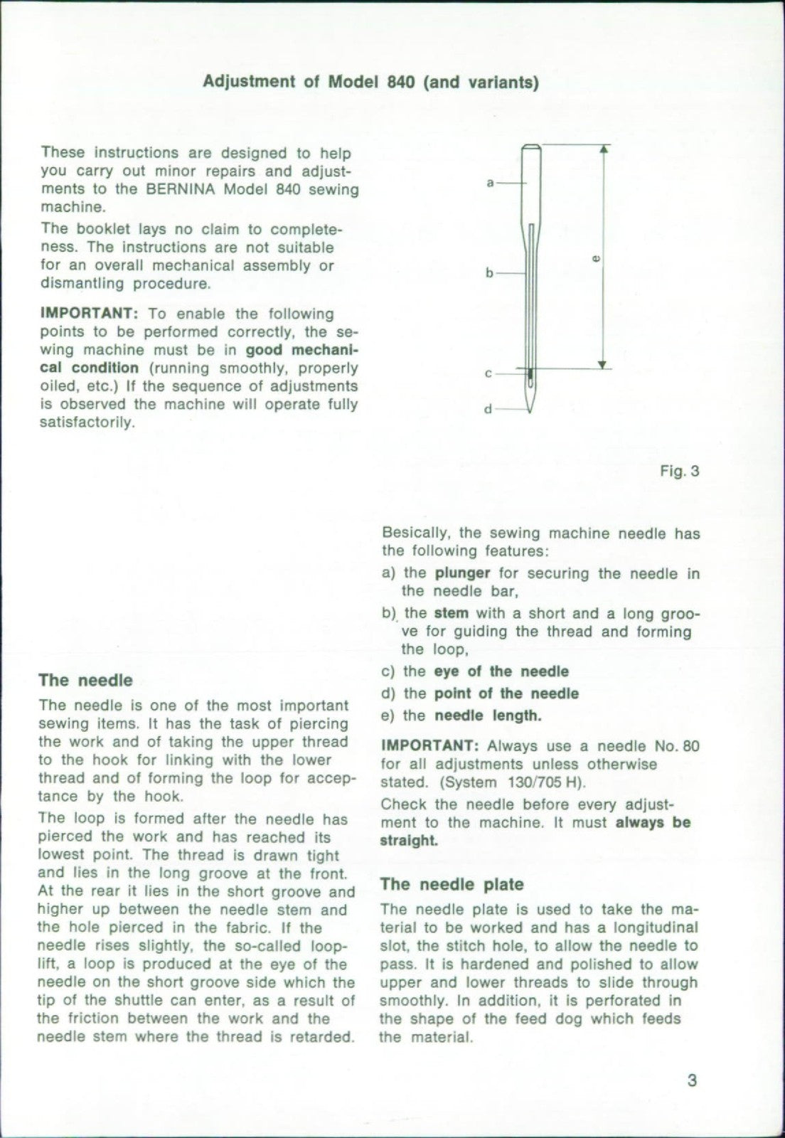 BERNINA 840 841 842 Service Manual Adjusters Manaul - WIRE BOUND - TOUGH COVERS