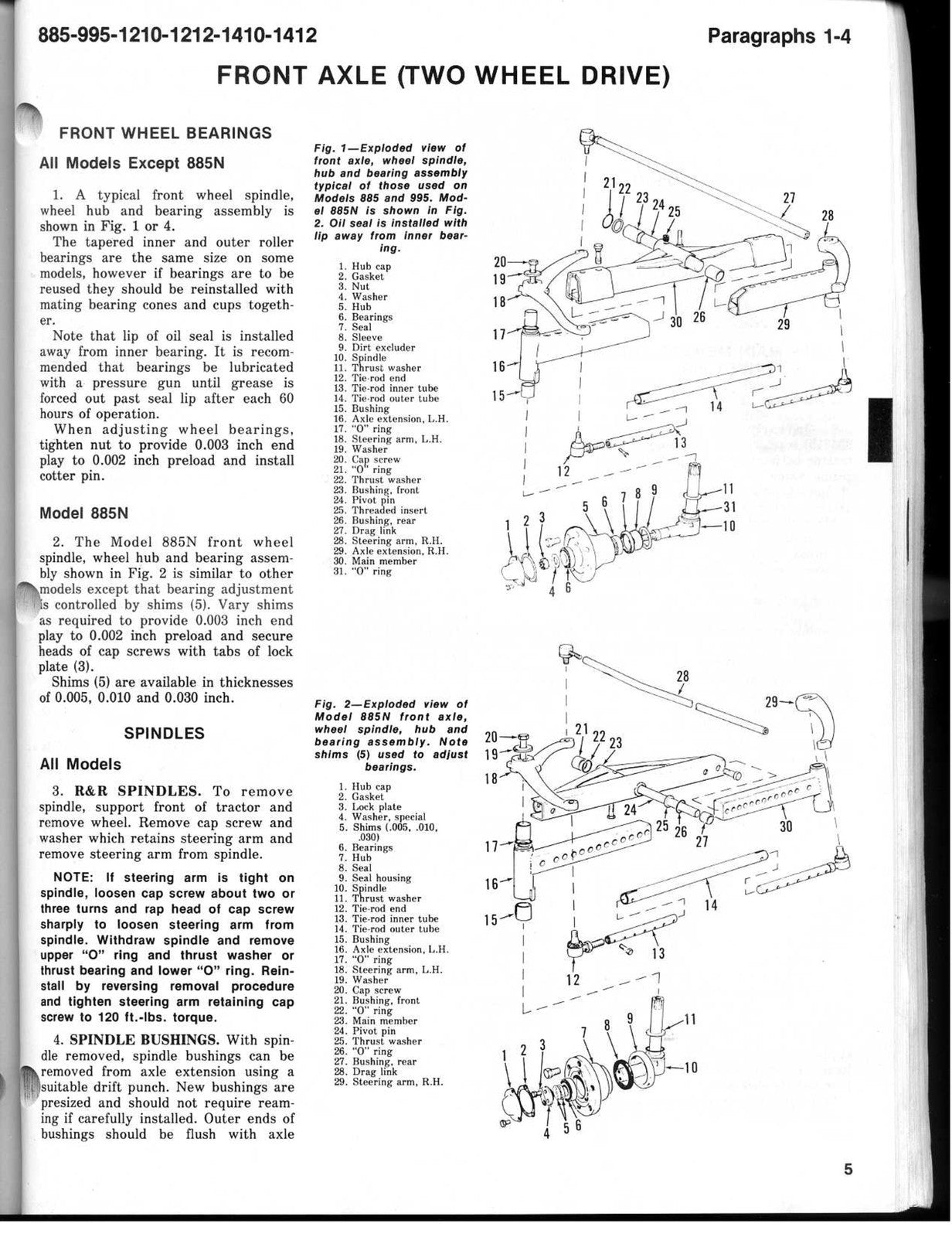 CASE David Brown 885 995 1210 1212 1410 1412 Shop Service Manual - WIRE BOUND