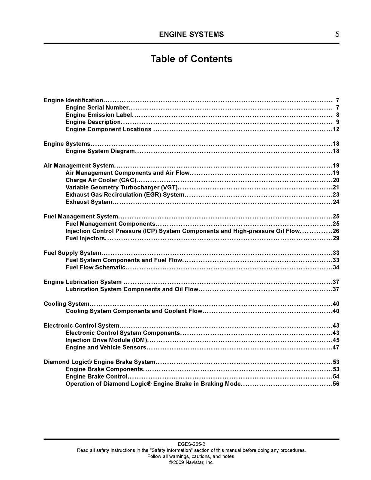 INTERNATIONAL DT 466 DT 570 HT 570 Diesel Engine Service Manual 2009 - BOUND