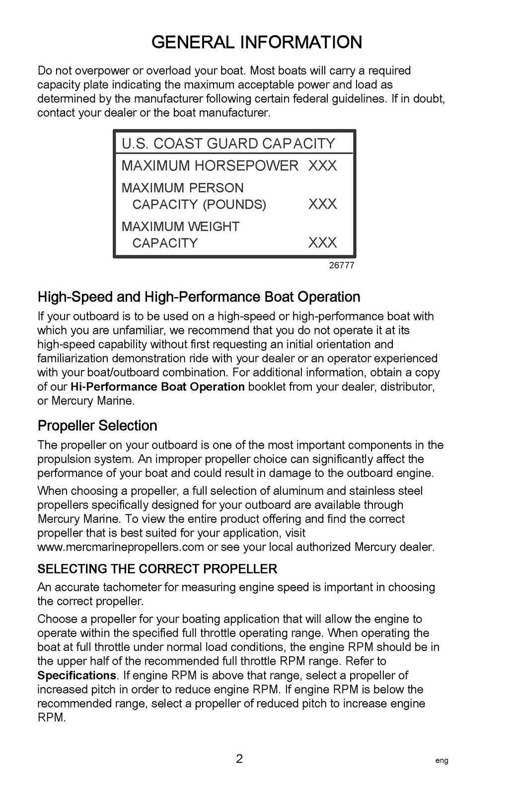 MERCURY V6 175 200 225 FourStroke Operation Maintenance Manual 2020 - WIRE BOUND