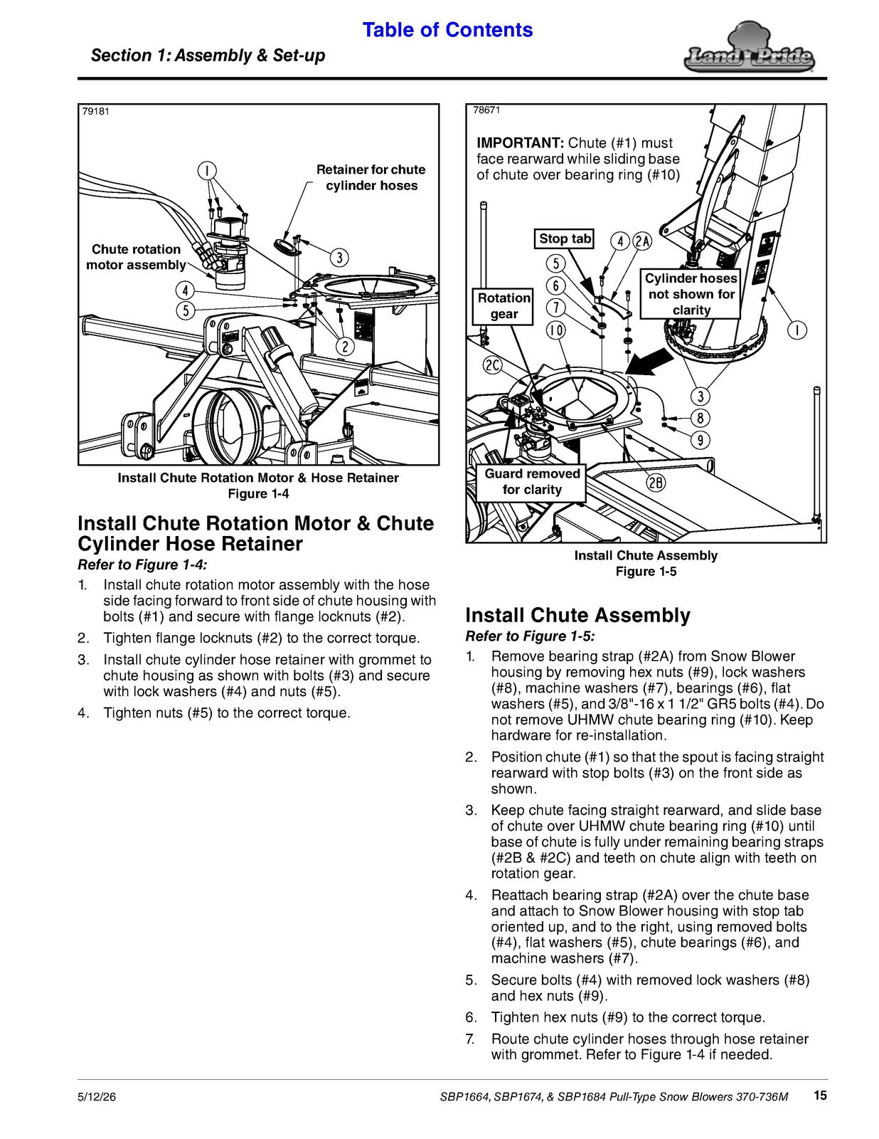 LAND PRIDE SBP16 Series Snow Blowers Operators Manual 2026 - WIRE BOUND - COVERS