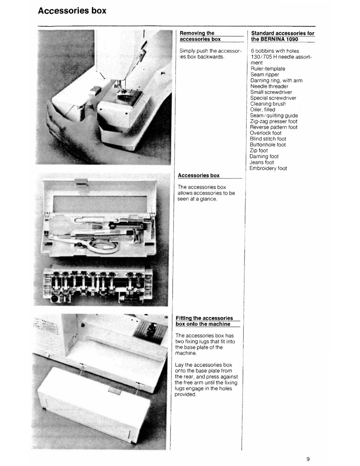 BERNINA Model 1090 Sewing Machine User Manual - STEEL WIRE BOUND - TOUGH COVERS