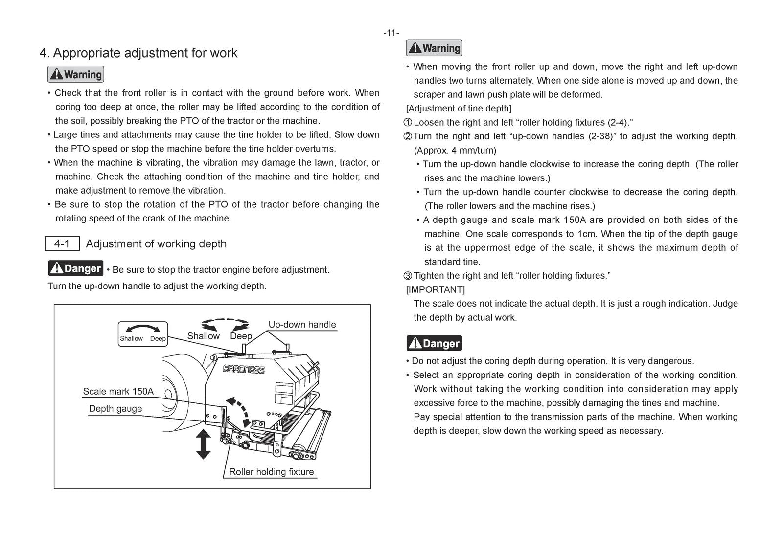 BARONESS TDA1200 TDA1600 Aerator Operator Manual - WIRE BOUND - TOUGH COVERS