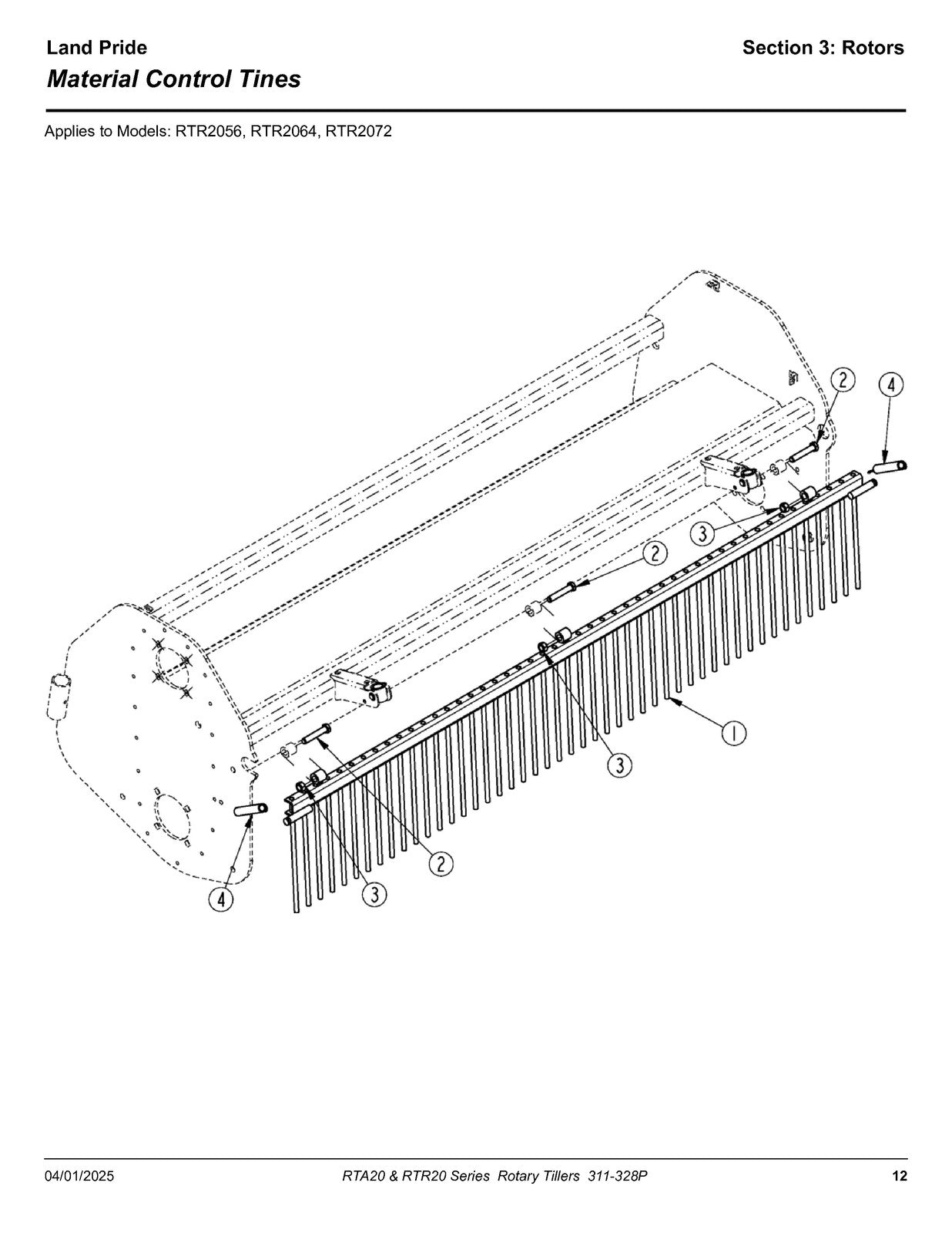 LAND PRIDE RTA2072 Forward Rotation Rotary Tillers Parts Manual 2025 - BOUND