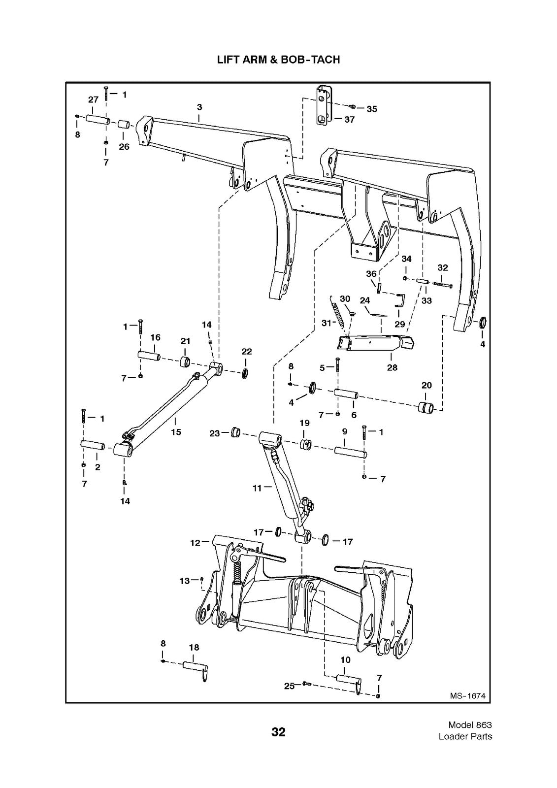 BOBCAT 863 Skid Steer Loader Parts Manual SN 514411001 Up - WIRE BOUND - COVERS