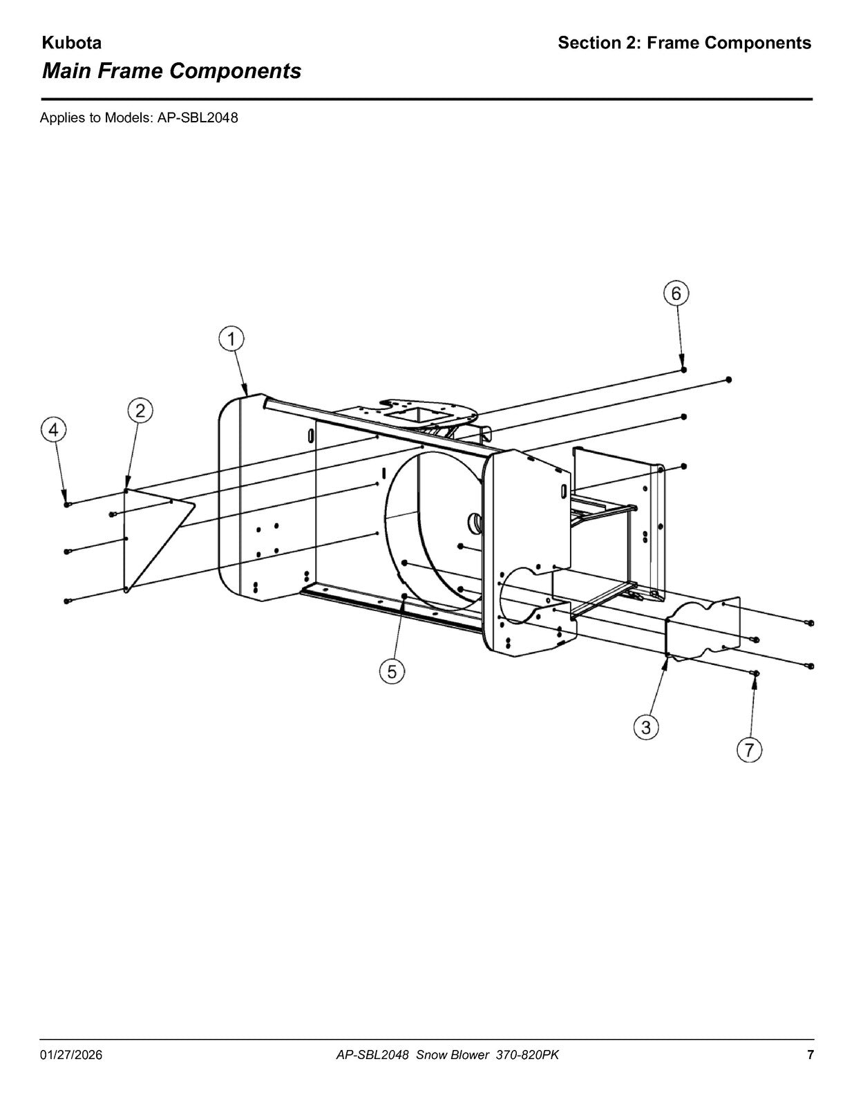 LAND PRIDE SBL20 Series Snow Blowers Parts Manual 2026 - WIRE BOUND - COVERS