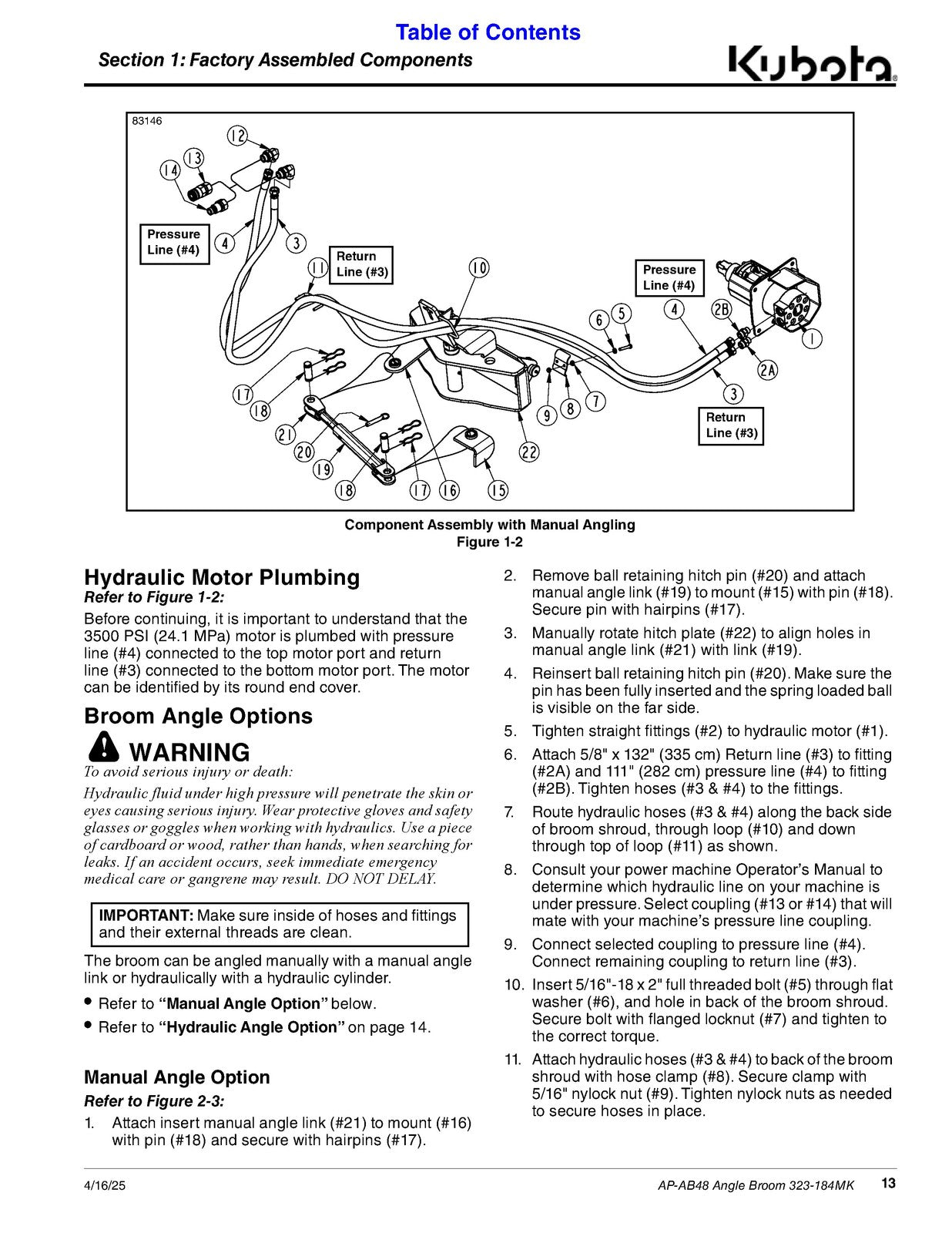 LAND PRIDE AB48 Angle Broom Operators Manual - STEEL WIRE BOUND - TOUGH COVERS