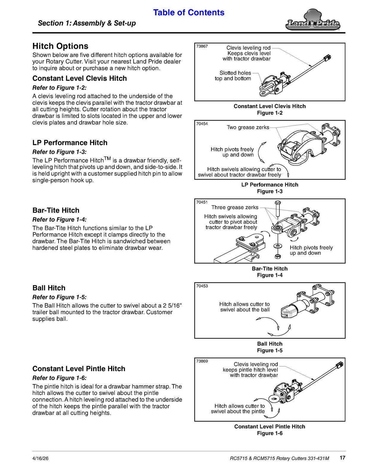 LAND PRIDE RC5715 Rotary Cutters Operators Manual - WIRE BOUND - TOUGH COVERS