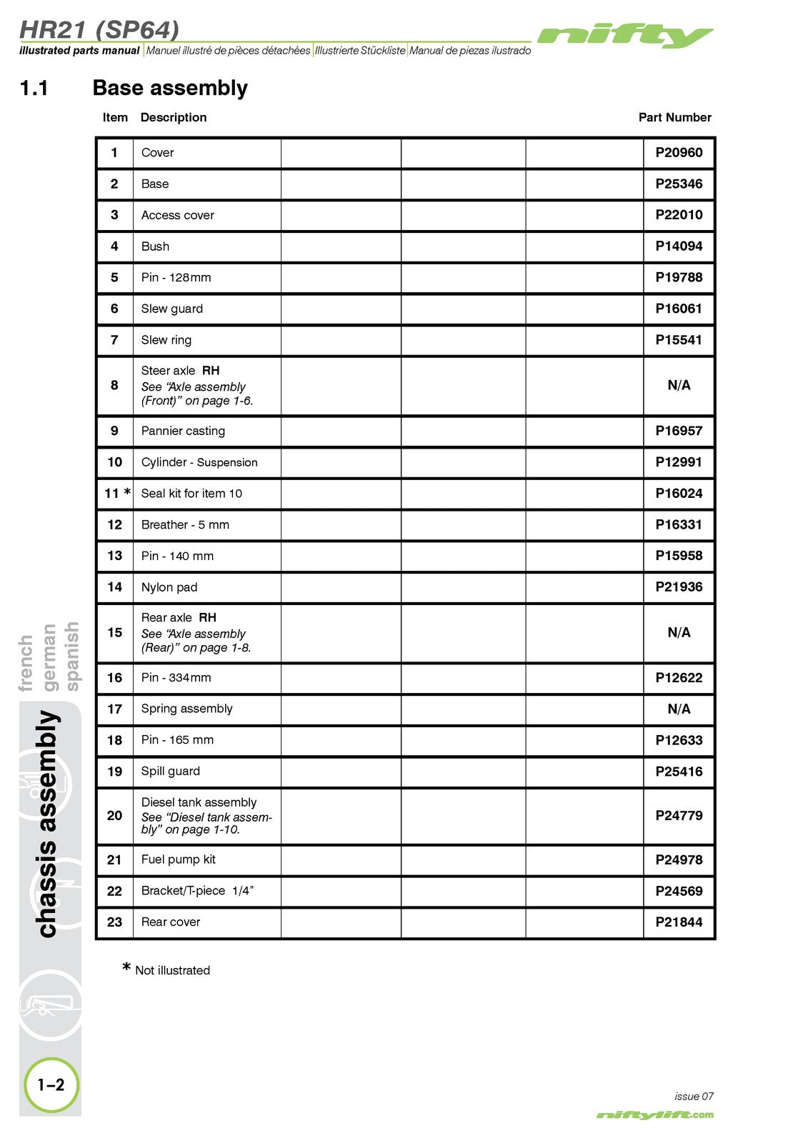 NIFTYLIFT HR21 SP64 4x4 Illustrated Parts Manual 2013 - WIRE BOUND - COVERS