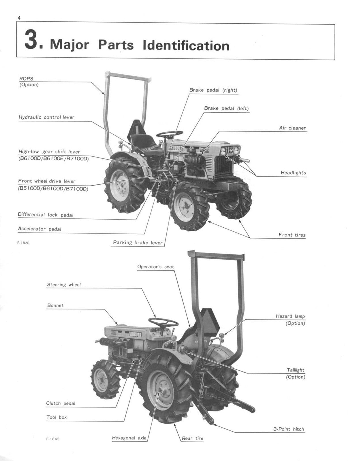 KUBOTA B5100D/E B6100D/E B6100HST B7100D Operators Service Manual BUNDLE