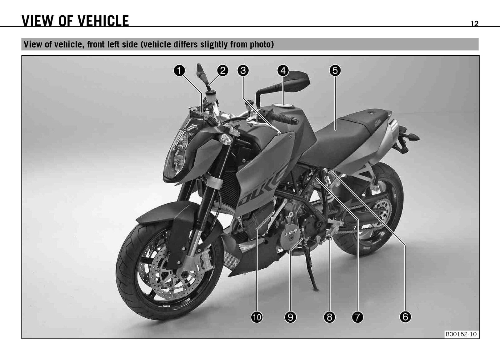 KTM 990 Super Duke EU Owners Manual 2010 - STEEL WIRE BOUND - PROTECTIVE COVERS