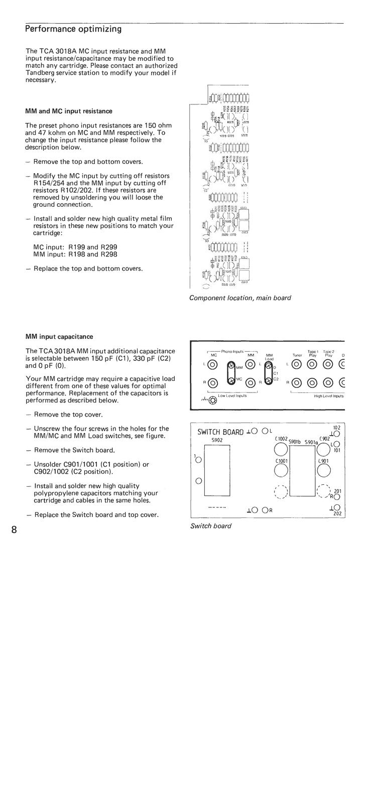 TANDBERG TCA 3018A Preamplifier Operating Manual - WIRE BOUND - TOUGH COVERS