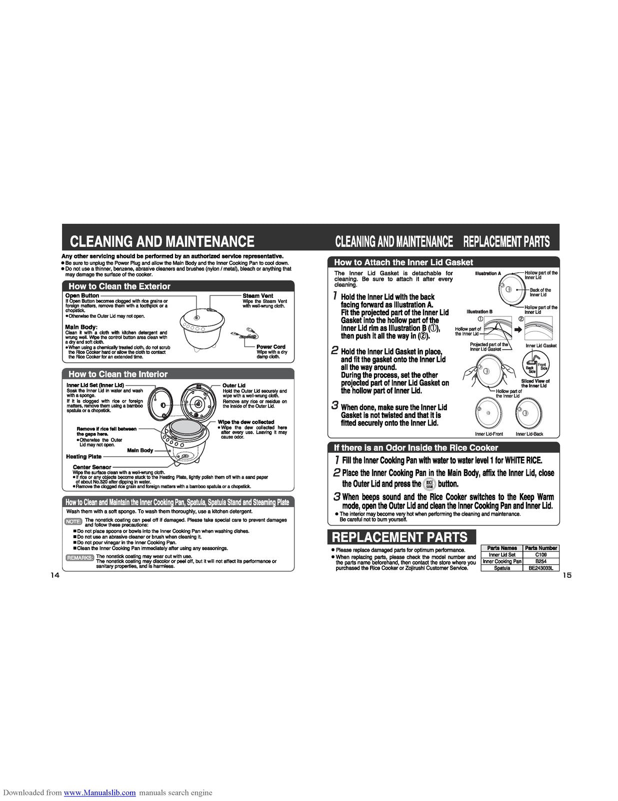 ZOJIRUSHI NS-XAC05 NS-XBC05 Rizo Micom Rice Operating Instructions Manual