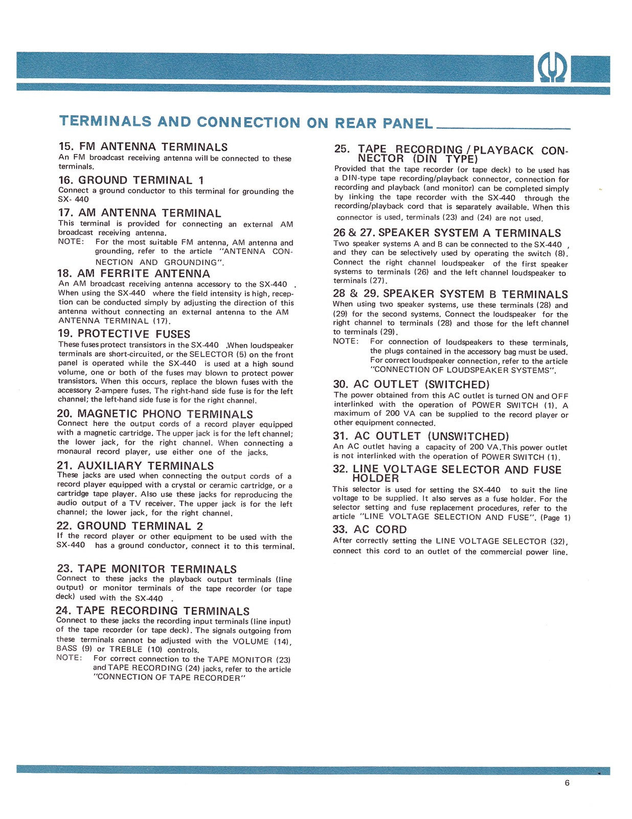 PIONEER SX-440 Service Manual WIRE BOUND - TOUGH COVERS - FOLDOUT DIAGRAMS!