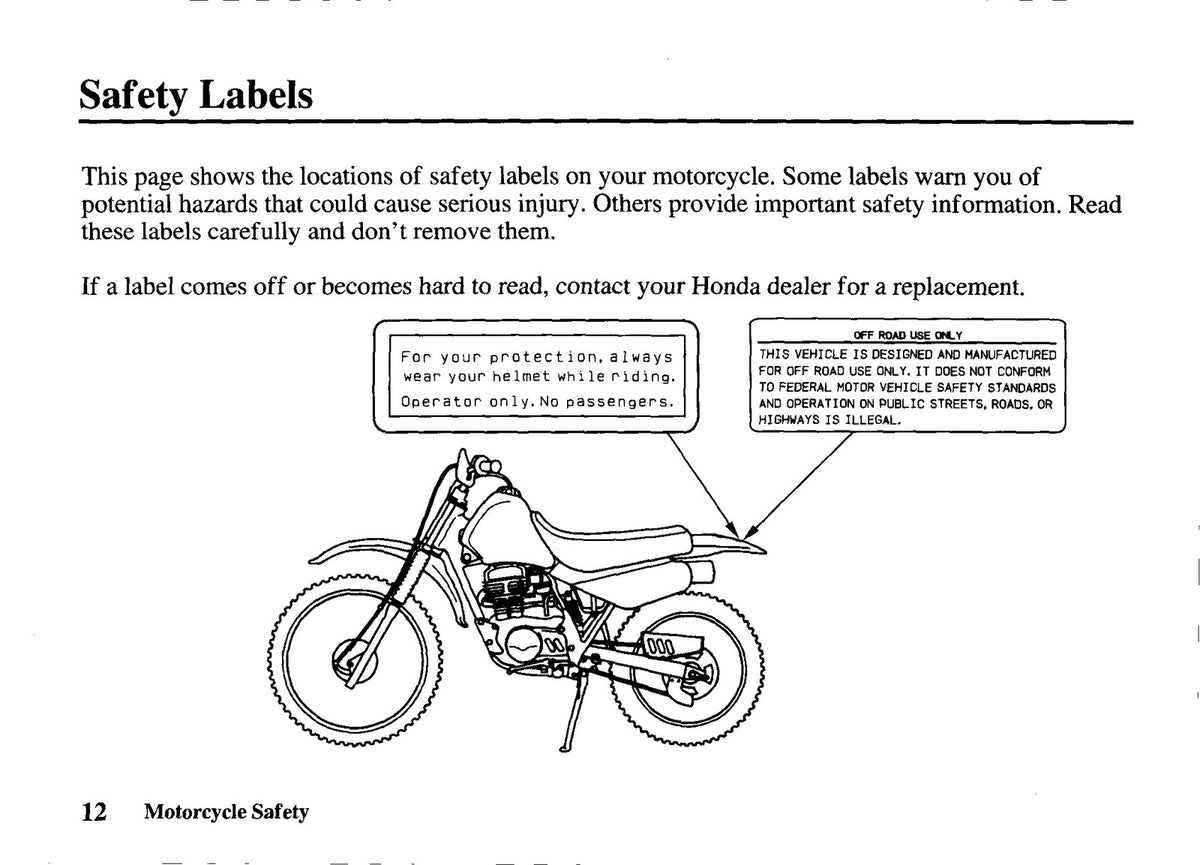HONDA XR80R Owners Manual 1997 - STEEL WIRE BOUND - PROTECTIVE COVERS
