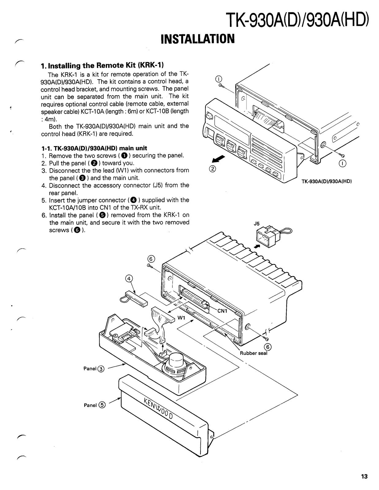 KENWOOD TK-930A UHF FM Transceiver Service Manual - BOUND - COVERS - XL FOLDOUTS