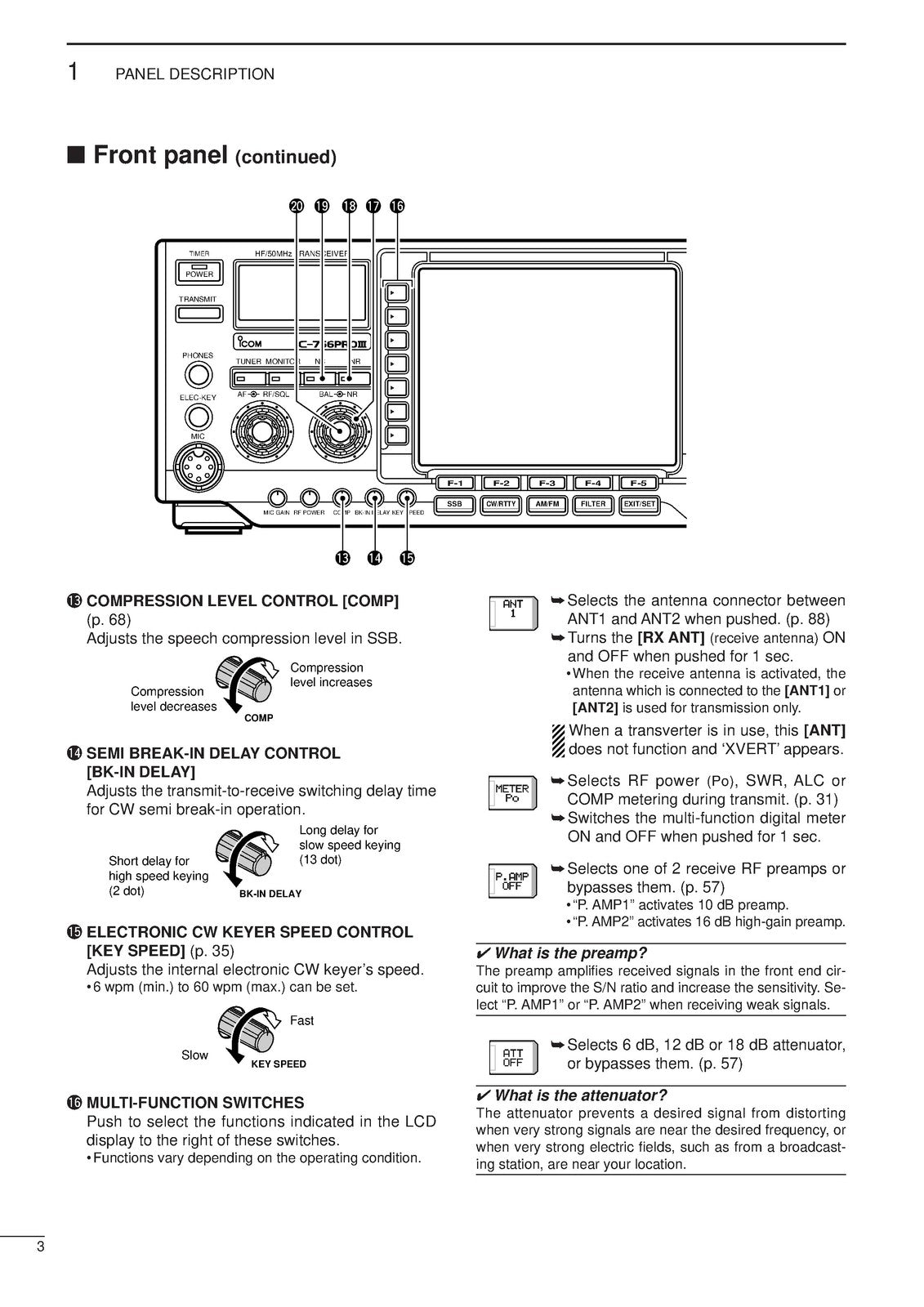 ICOM IC-756PROIII HF 50MHz Transceiver Instruction Manual - WIRE BOUND - COVERS