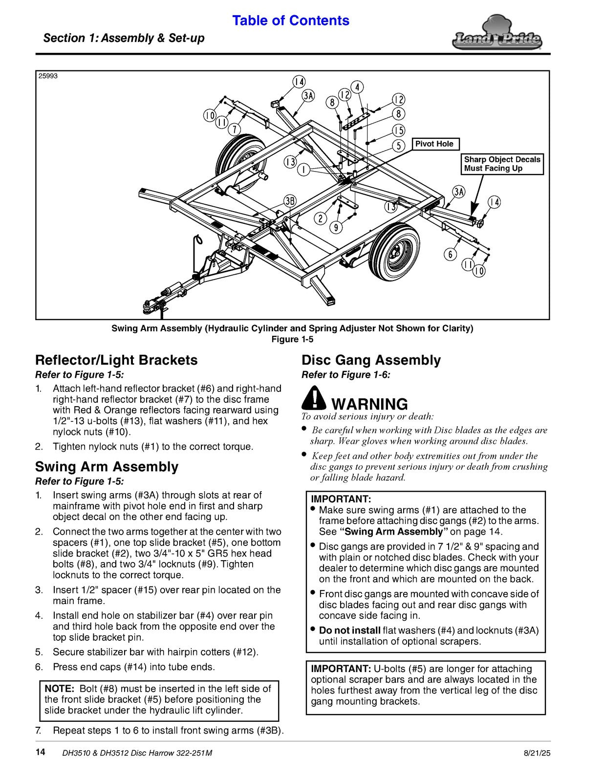 LAND PRIDE DH35 Series Disc Harrows Operators Manual - WIRE BOUND - TOUGH COVERS