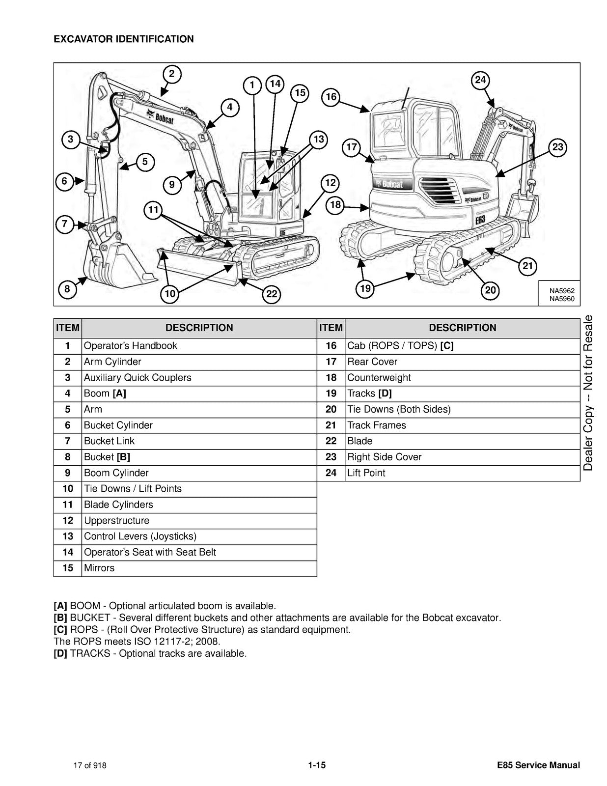 BOBCAT E85 Excavator Service Manual SN B34T11001 Up - BOUND - COVERS - FOLDOUTS