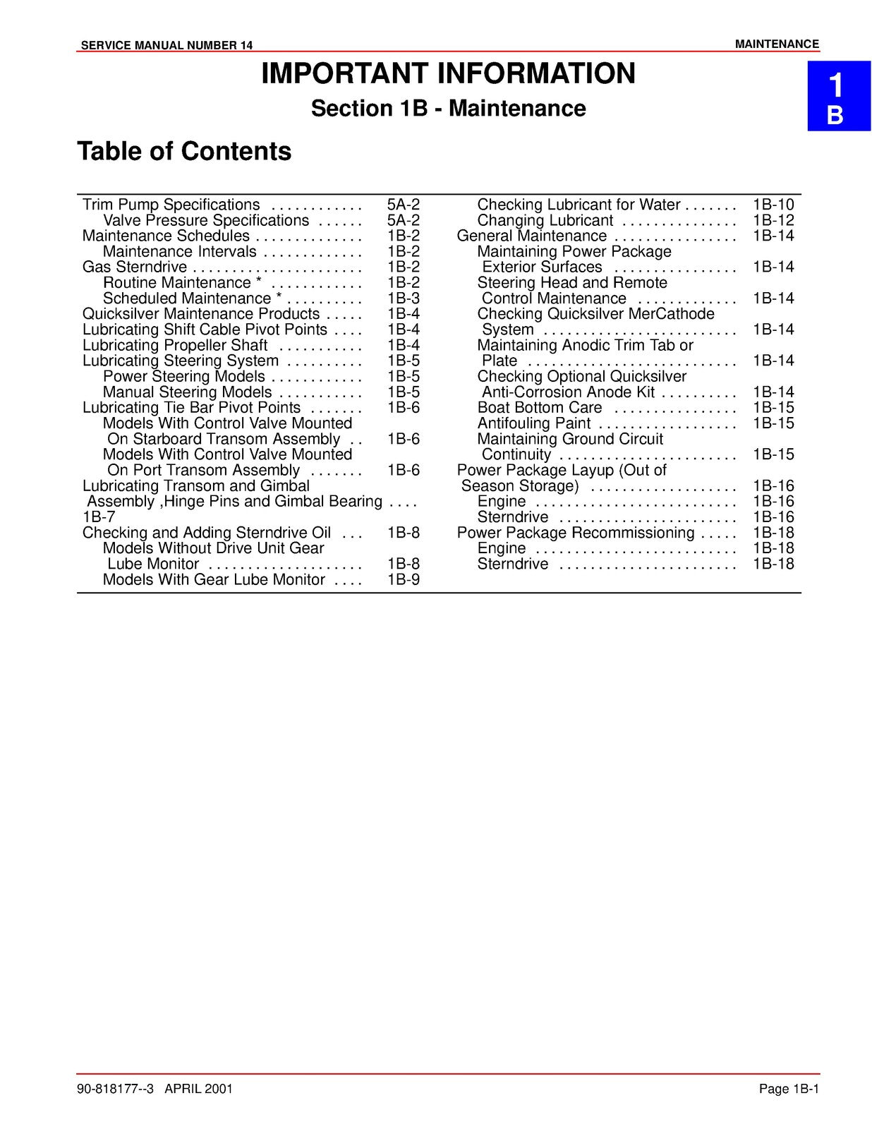 MERCURY MERCRUISER Alpha One Generation II Sterndrive Service Manual 2001