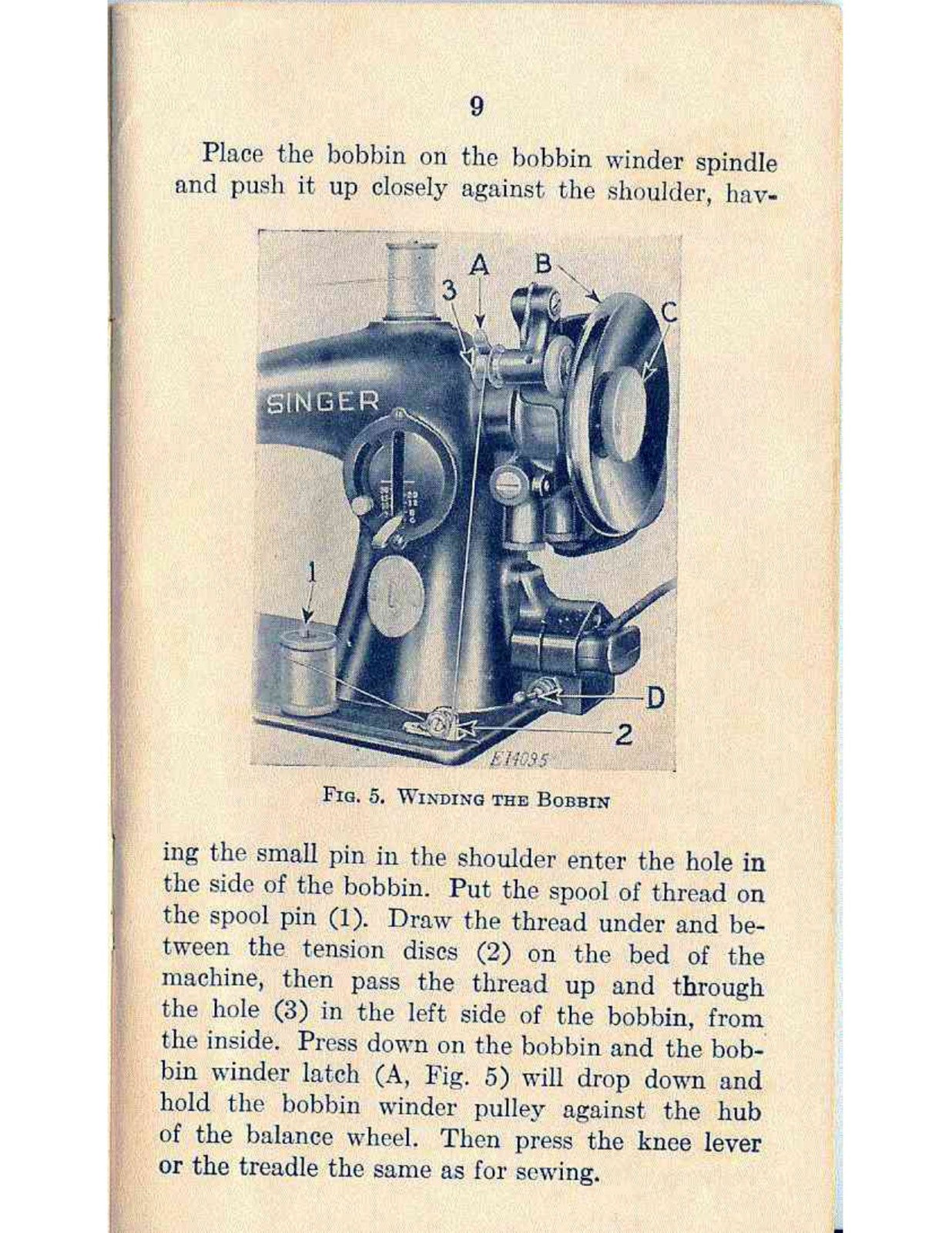 SINGER 201-2 Electric Sewing Machine Instructions For Using Manual - WIRE BOUND