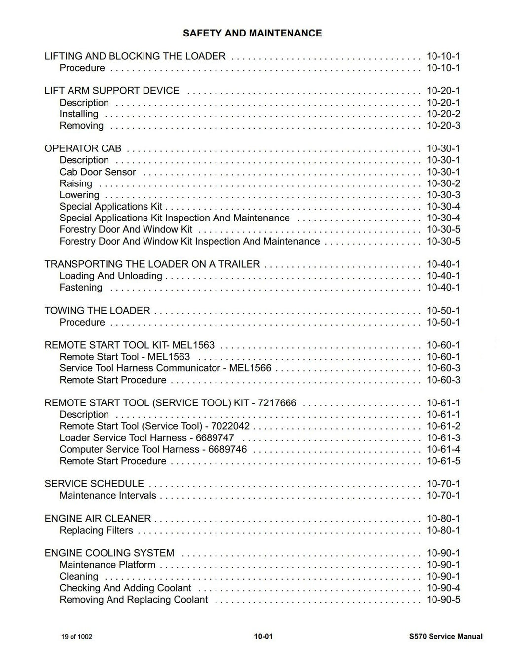 BOBCAT S570 SN ALM411001 and up Service Manual - BOUND - COVERS - XL FOLDOUTS