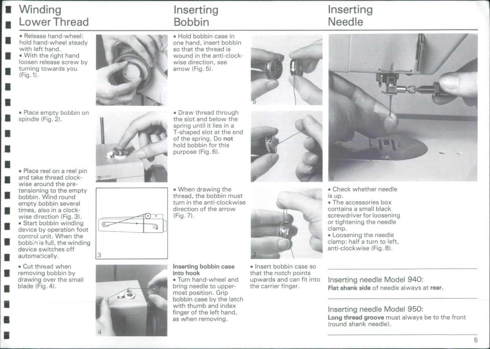 BERNINA 940 950 Favorit Industrial Instruction Manual - WIRE BOUND - COVERS