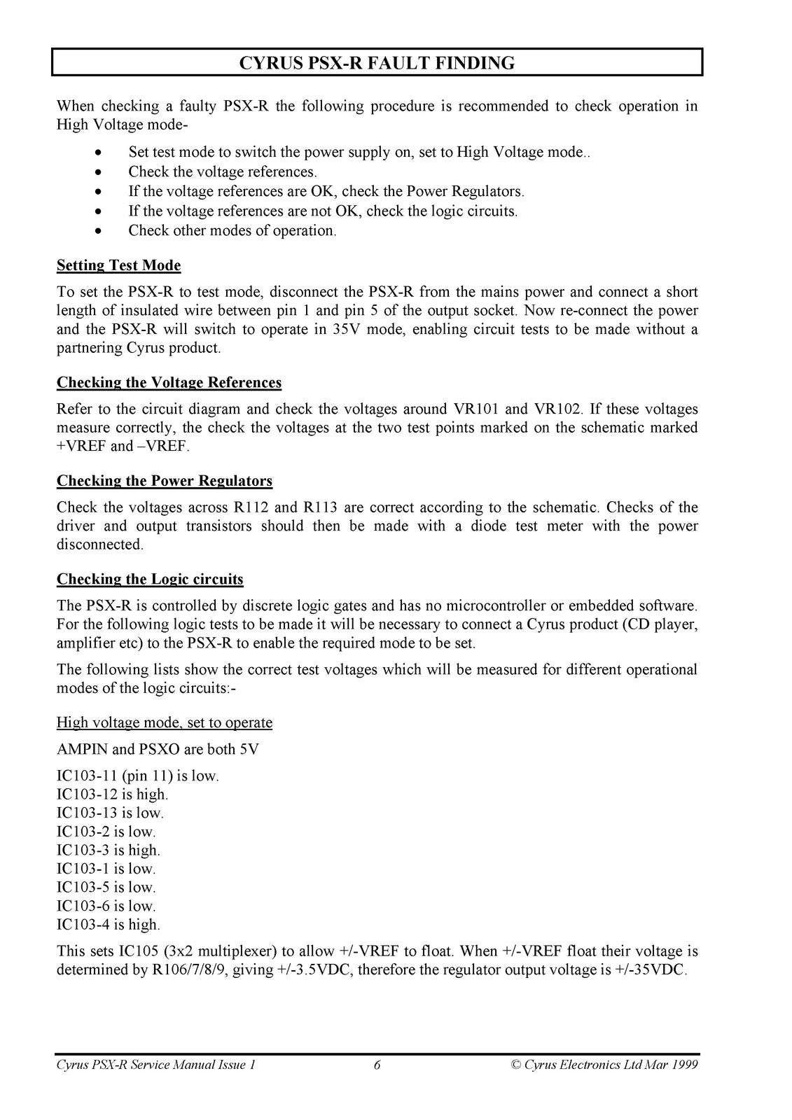 CYRUS PSX-R Power Supply Service Manual - STEEL WIRE BOUND - PROTECTIVE COVERS