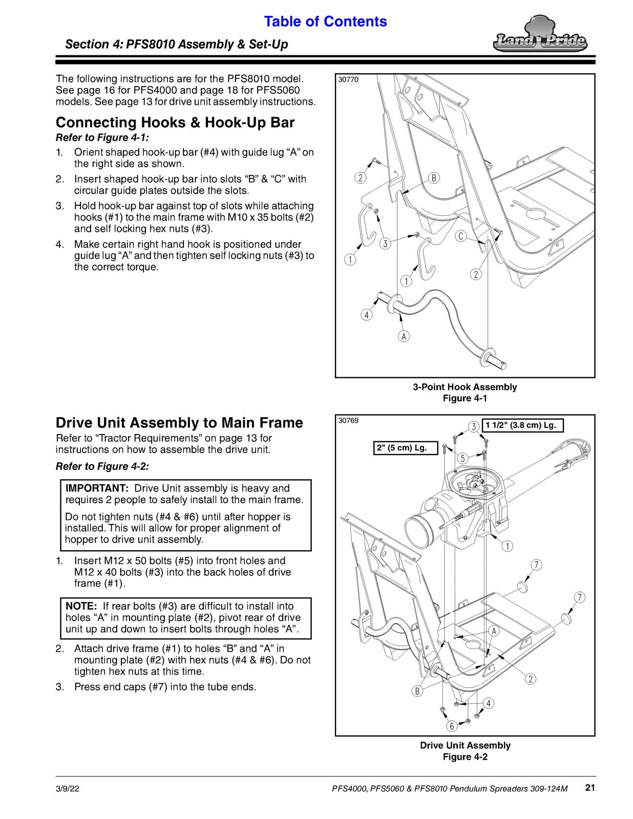 LAND PRIDE PFS Series Spreaders Operators Manual - WIRE BOUND - TOUGH COVERS