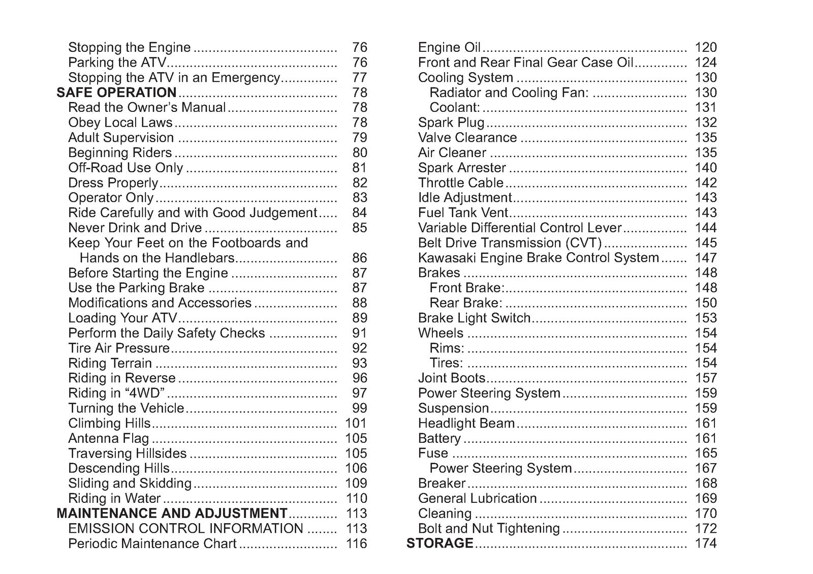 KAWASAKI Brute Force 750 4x4i EPS Owners Manual 2012 - WIRE BOUND - TOUGH COVERS