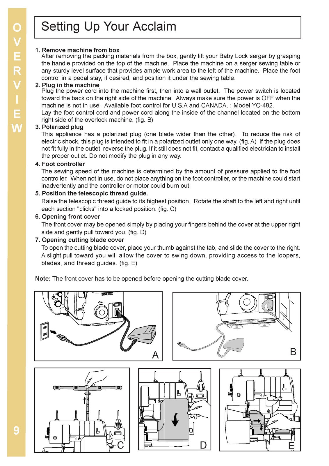 BABY LOCK Acclaim BLES4 Serger Instruction Manual - WIRE BOUND - TOUGH COVERS