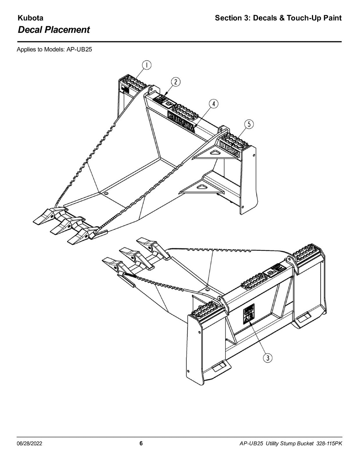 LAND PRIDE UB25 Series Utility Buckets Parts Manual 2022 - WIRE BOUND - COVERS