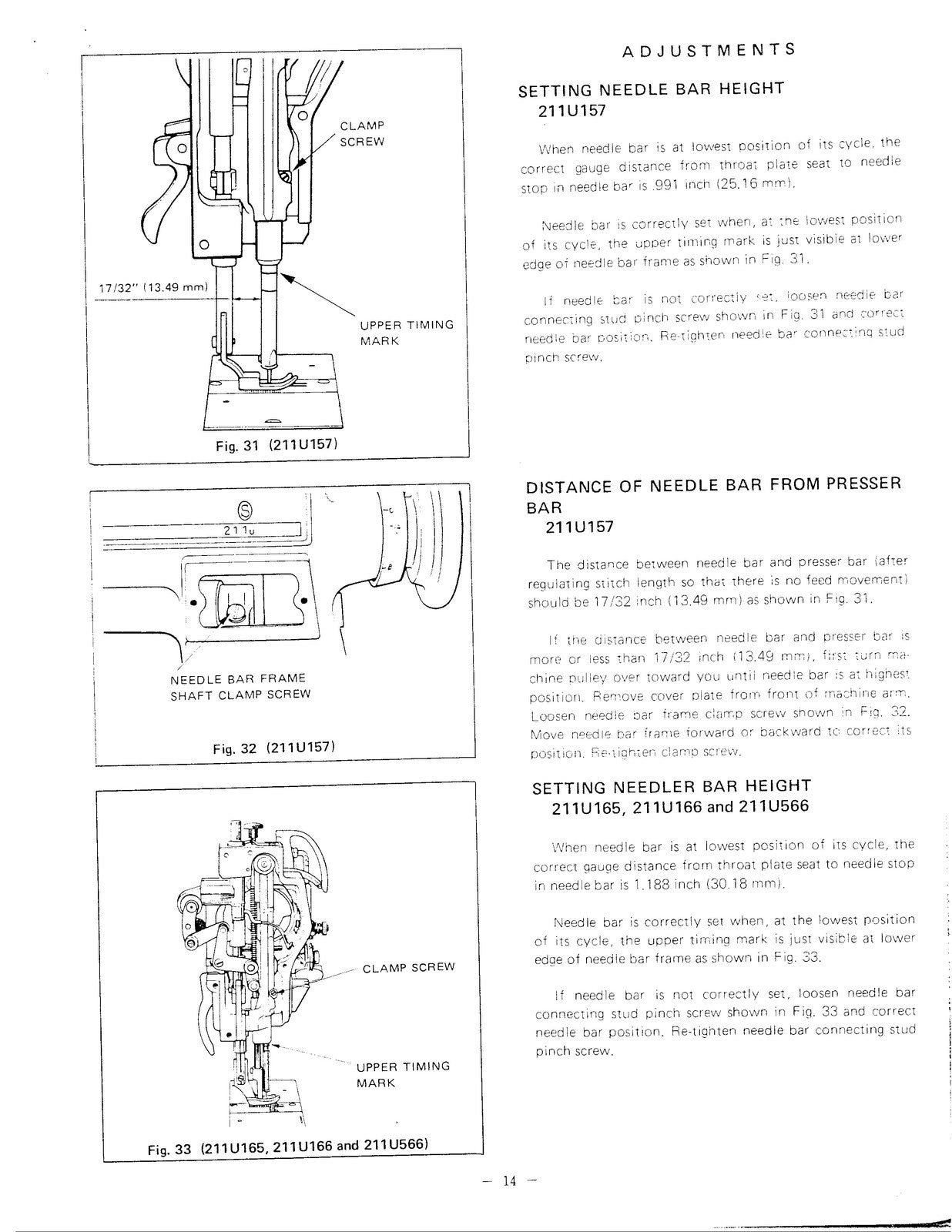 SINGER 211U 157A 165 166 566 Sewing Machine Service Manual - WIRE BOUND - COVERS