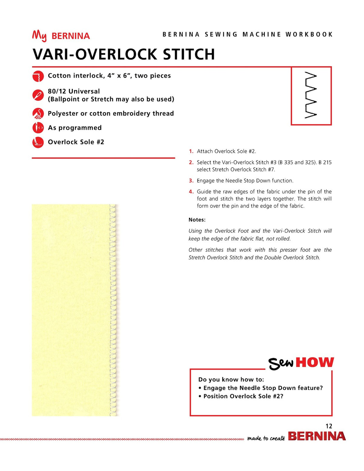 BERNINA 335 325 215 Mastery & Presser Feet Workbook Manual BUNDLE - WIRE BOUND