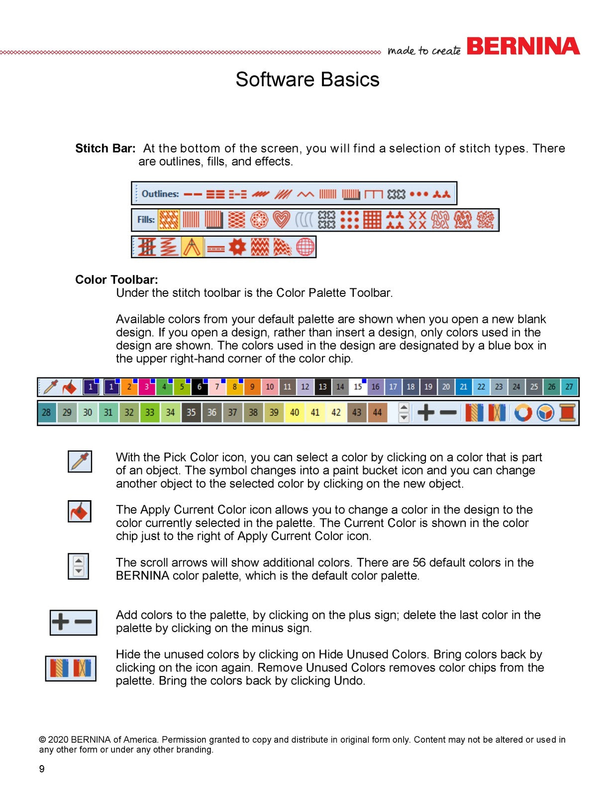 BERNINA 82 Embroidery Software Basic Features Workbook Manual 2020 - WIRE BOUND