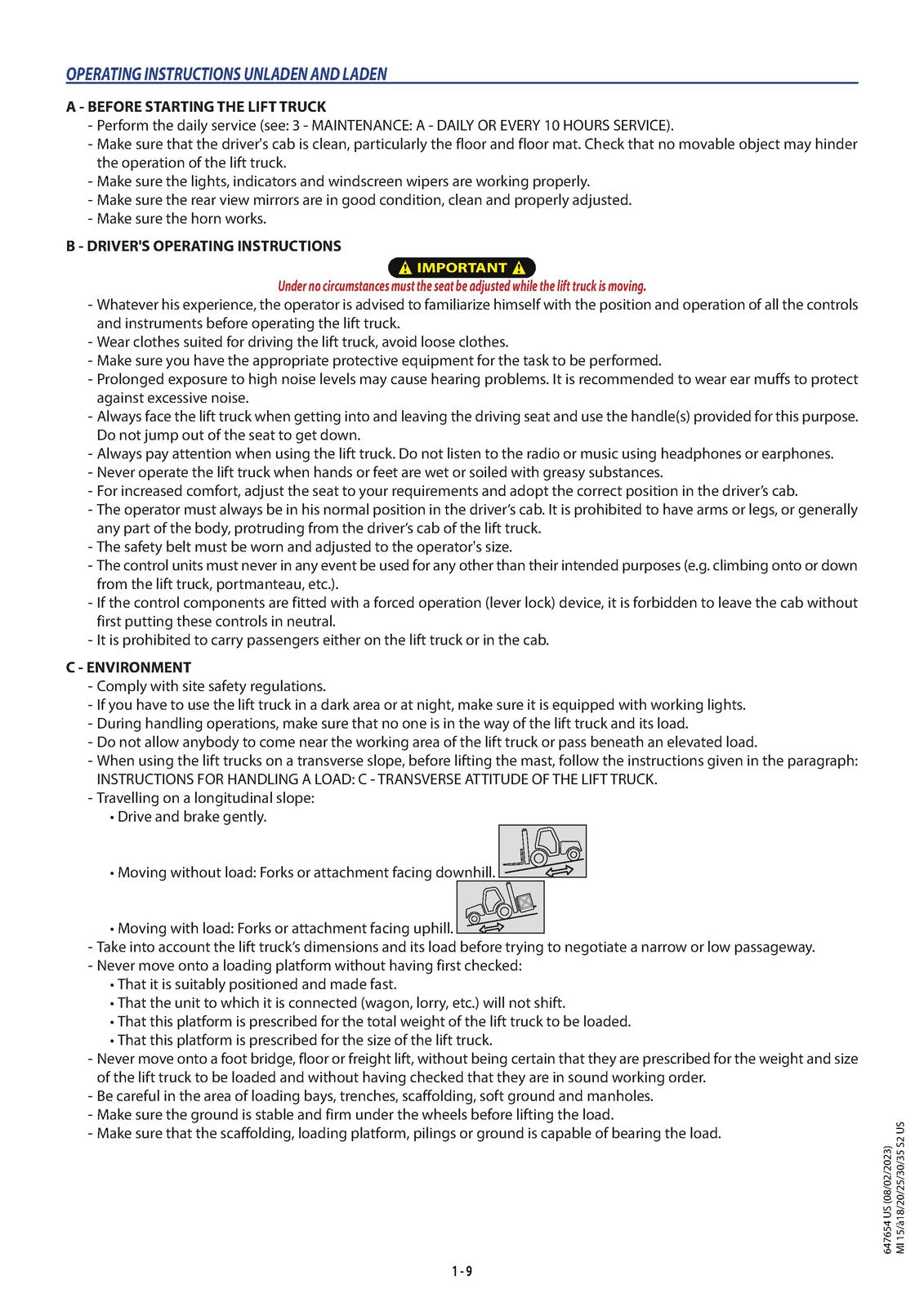 MANITOU MI 15 MI 18 MI 20 MI 25 MI 30  More Operators Manual 2023 - WIRE BOUND