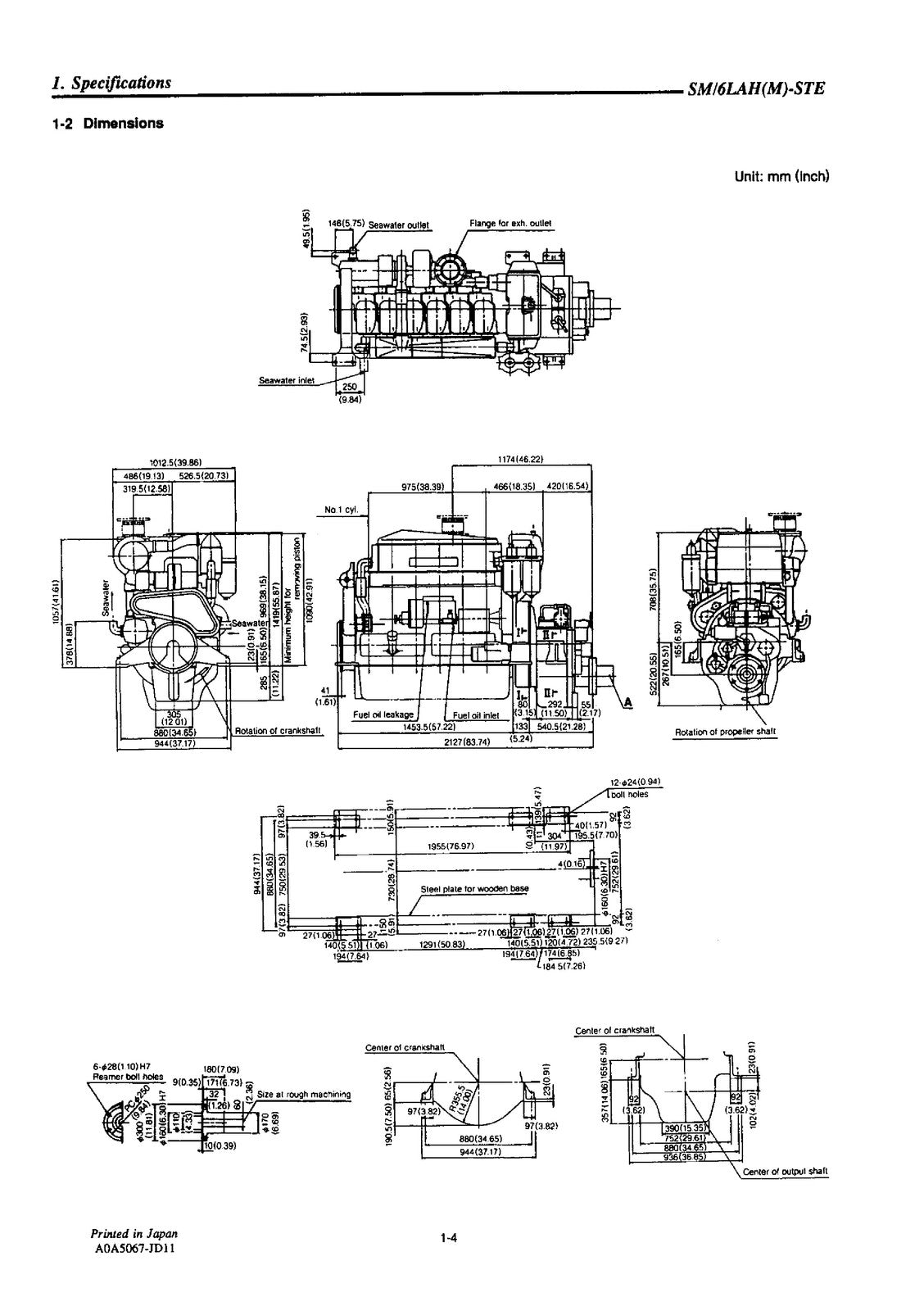 YANMAR 6LAHM-STE ENGINE SERVICE MANUAL - BOUND - COVERS - XL FOLDOUT PAGES